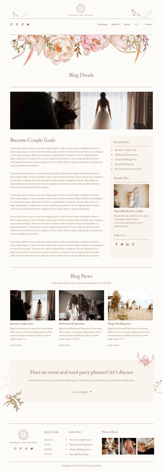 Clara Wedding & Party Planner Template Kit, WP Template Kits ft